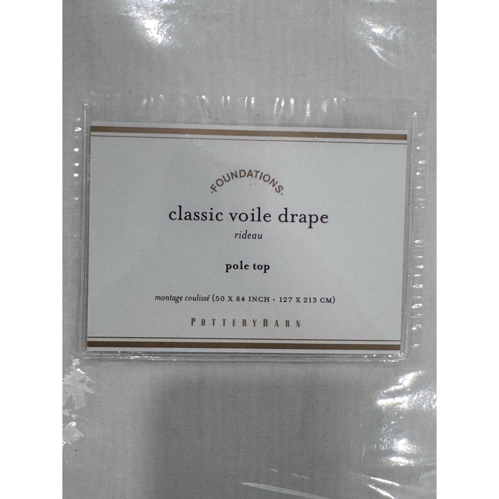 Set of 2 Pottery Barn Classic Voile Pole Top Sheer Curtain 50" x84" White